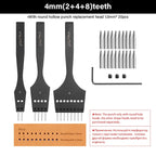 WUTA 3G Plancha para pinchar cuero con Wechselkopf – Professionelles Lederlochwerkzeug aus 4Cr13 Stahl, Austauschbare Chisel- &amp; Punch-Köpfe para bricolaje Lederarbeiten 