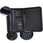 Portafolio de negocios de cuero PU A4 con Reißverschluss &amp; Rechner – Portafolio profesional de documentos para oficinas y reuniones