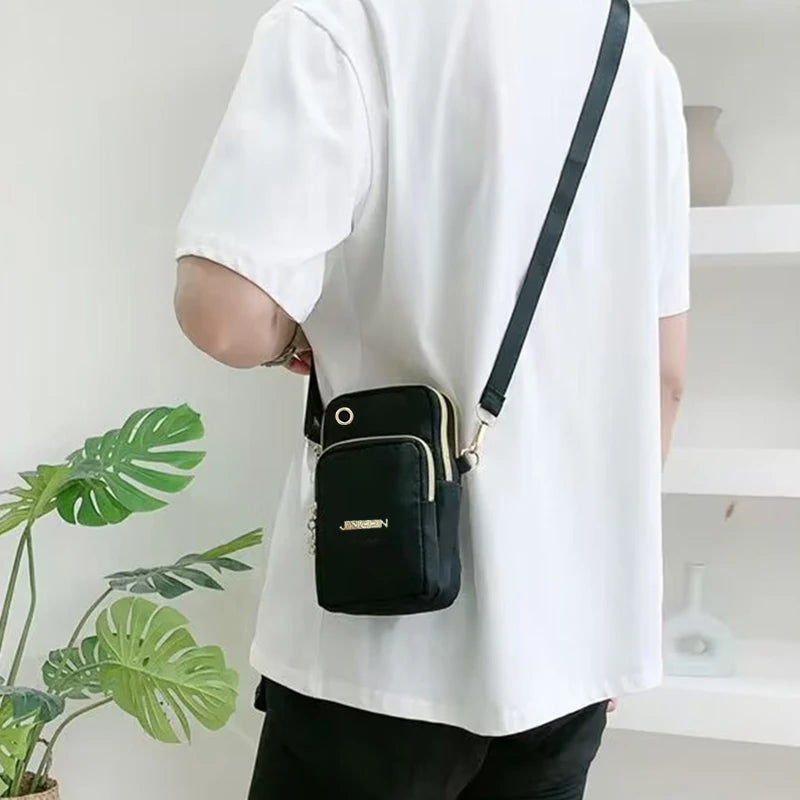 Damen Mini Crossbody Tasche – Vertikale Handy Umhängetasche mit Reißverschluss & Handschlaufe, Praktische Alltagstasche