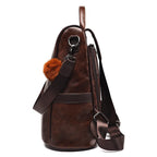 QUEENSHOW Damen Vintage Rucksack im Lederlook – Anti-Diebstahl Schulterrucksack mit großer Kapazität, wasserdichter Freizeit- & City-Rucksack für Frauen