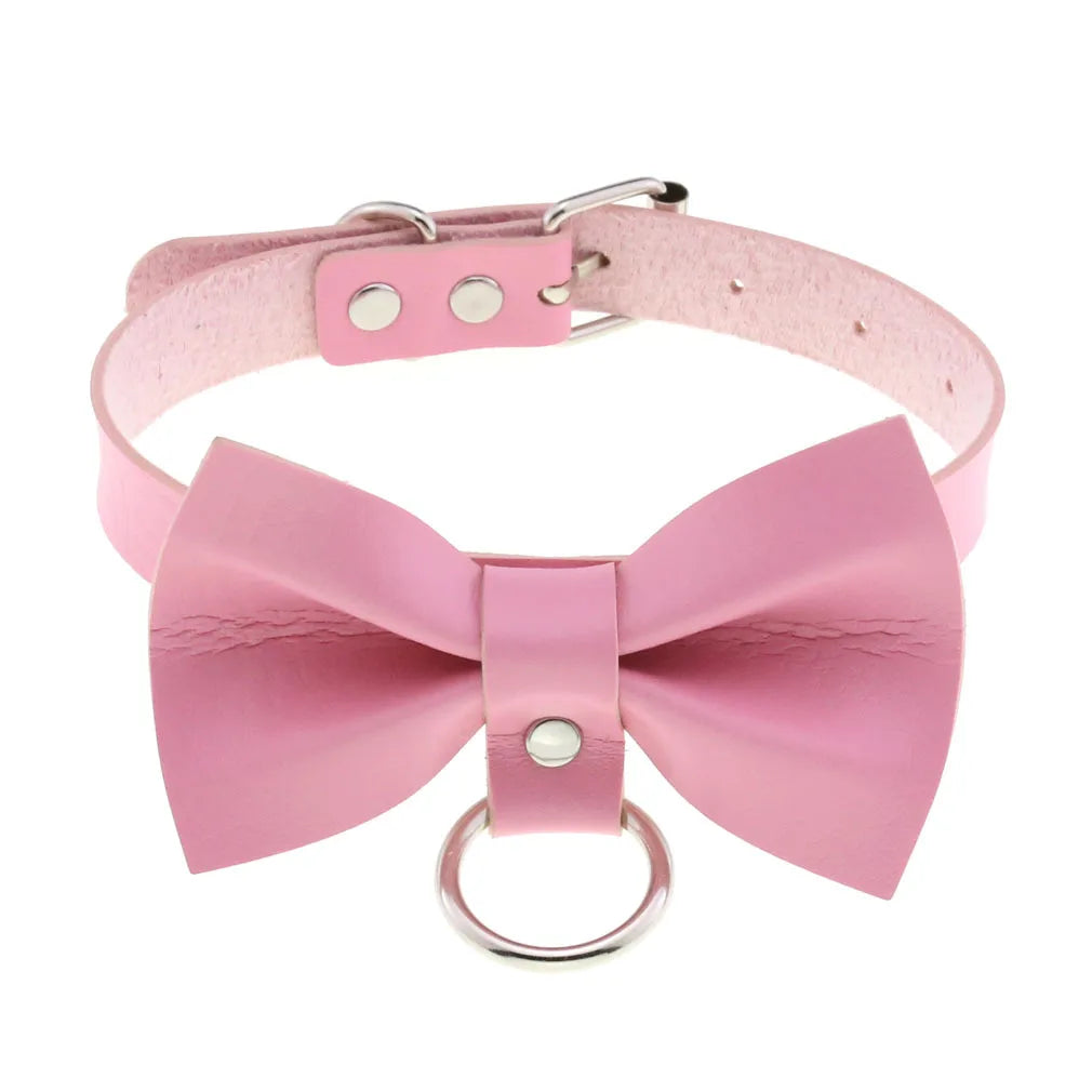 Collier ras du cou punk en cuir et strass – Collier gothique rose avec boucles d'oreilles pour hommes et femmes dans le style Harajuku