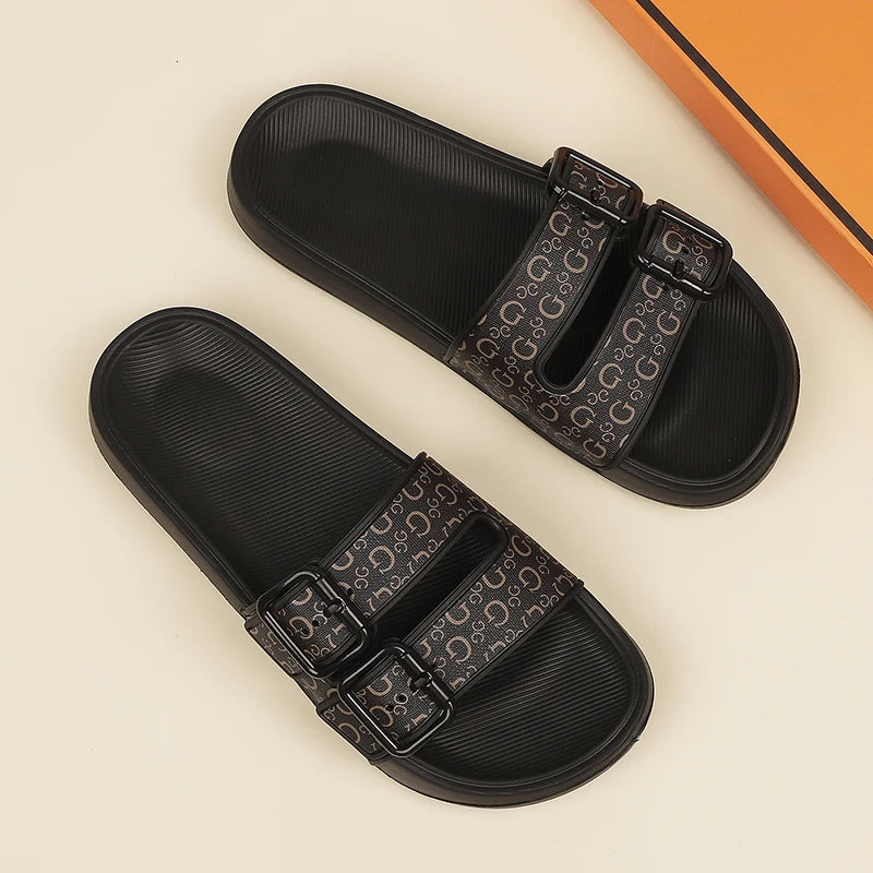 PHERON Herren Lederslipper 2025 – Bequeme Sommer Hausschuhe, Echtes Leder Flip-Flops, Indoor &amp; Casual Slides für Männer 