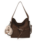 Dames Schultertasche – Sac seau rétro en cuir PU avec autocollants, grande capacité et grand confort