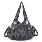 Angelkiss Damen Schultertasche aus PU-Leder – Große Hobo Handtasche mit Reißverschluss, Crossbody & Satchel für Alltag & Party