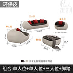 Nordisches Designer Leder-Sofa mit Schlaffunktion – Luxus Lounge Sofa im modernen Stil, geschwungene Relax-Couch aus Rindsleder für Wohnzimmer