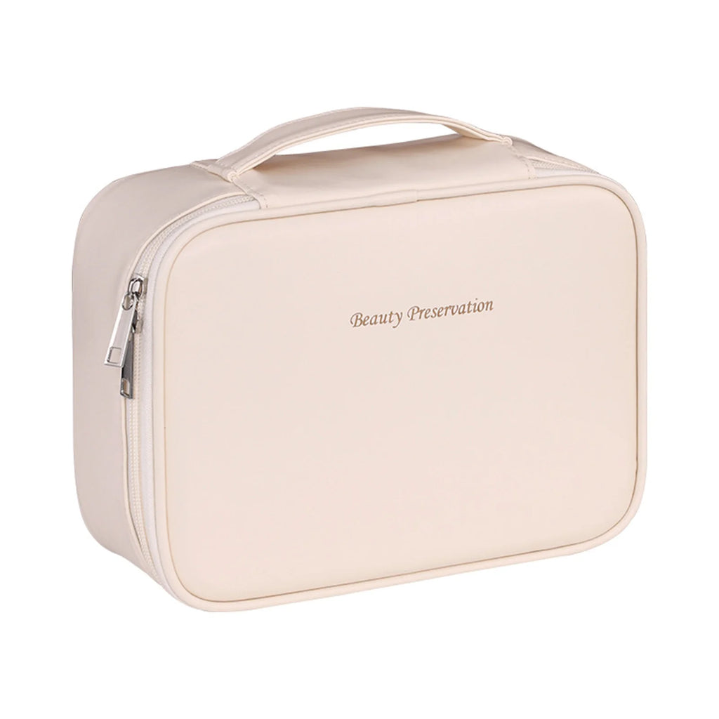 Große Reise Kosmetiktasche aus PU-Leder – Mehrlagiger, abnehmbarer Make-up & Toiletry Organizer, wasserdicht & elegant