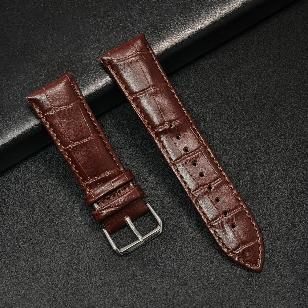 Brazalete de cuero vintage de 20 mm y 22 mm para Samsung Galaxy Watch 4–7 y Xiaomi Redmi Watch – Brazalete clásico para reloj inteligente con diseño dorado 