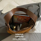 Dames Schultertasche – Sac seau rétro en cuir PU avec autocollants, grande capacité et grand confort