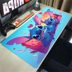 Tapis de souris en cuir HD Kawaii Anime Stitch – Grand tapis de souris de jeu avec protection anti-français, protection de l'environnement et protection manuelle en cuir PU