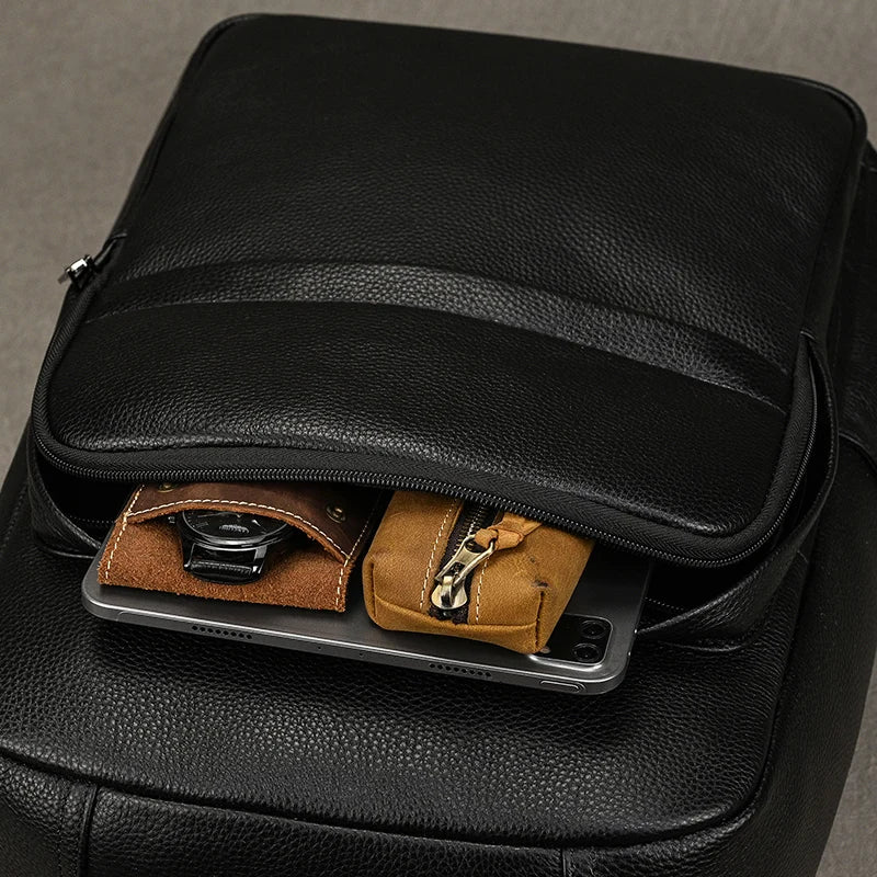 Luufan Herren Leder-Rucksack – 15,6 Zoll Laptop Backpack, Wasserdicht, Business & School Daypack aus Echtleder