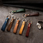 Klassischer Vintage Leder Schlüsselanhänger aus Rindsleder – Eleganter Auto-Keychain für Herren & Unisex mit Metallring Modell K5057