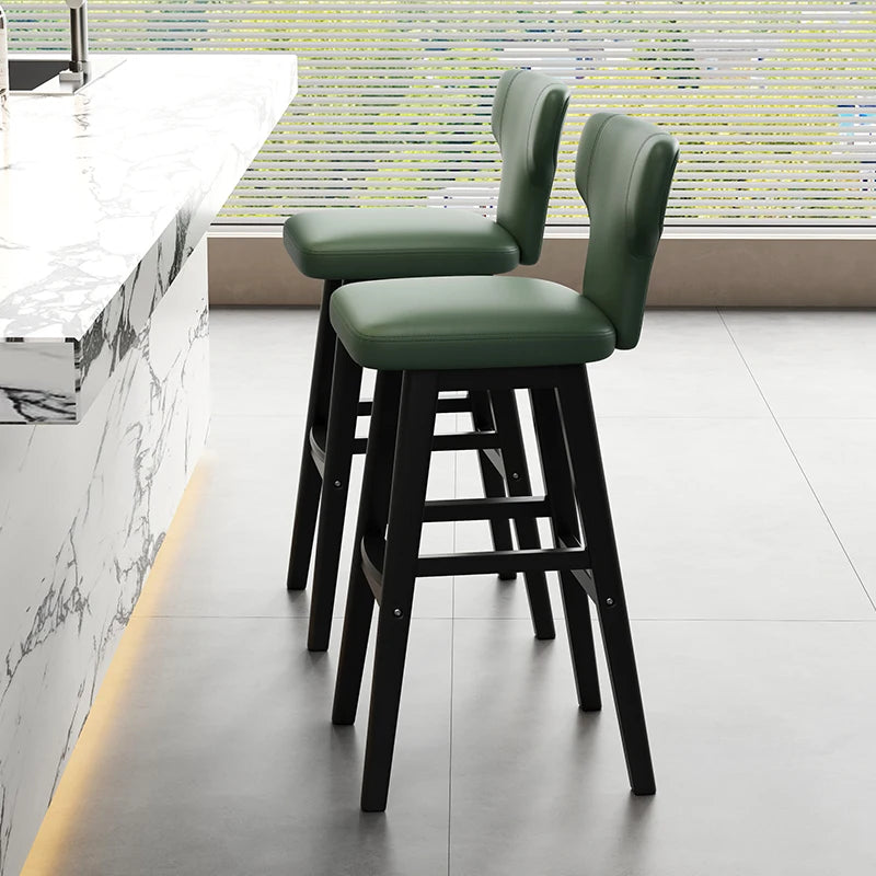 Luxus Barhocker aus Leder & Holz – Moderner minimalistischer Design-Barstuhl im italienischen Stil für Restaurant, Bar & Theke