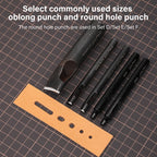 WUTA Basic Series Langloch Lederstanzer Set (3–7 tlg.) – Ovale Lochpfeifen aus Carbonstahl für Gürtel, Uhrenarmbänder & Lederarbeiten