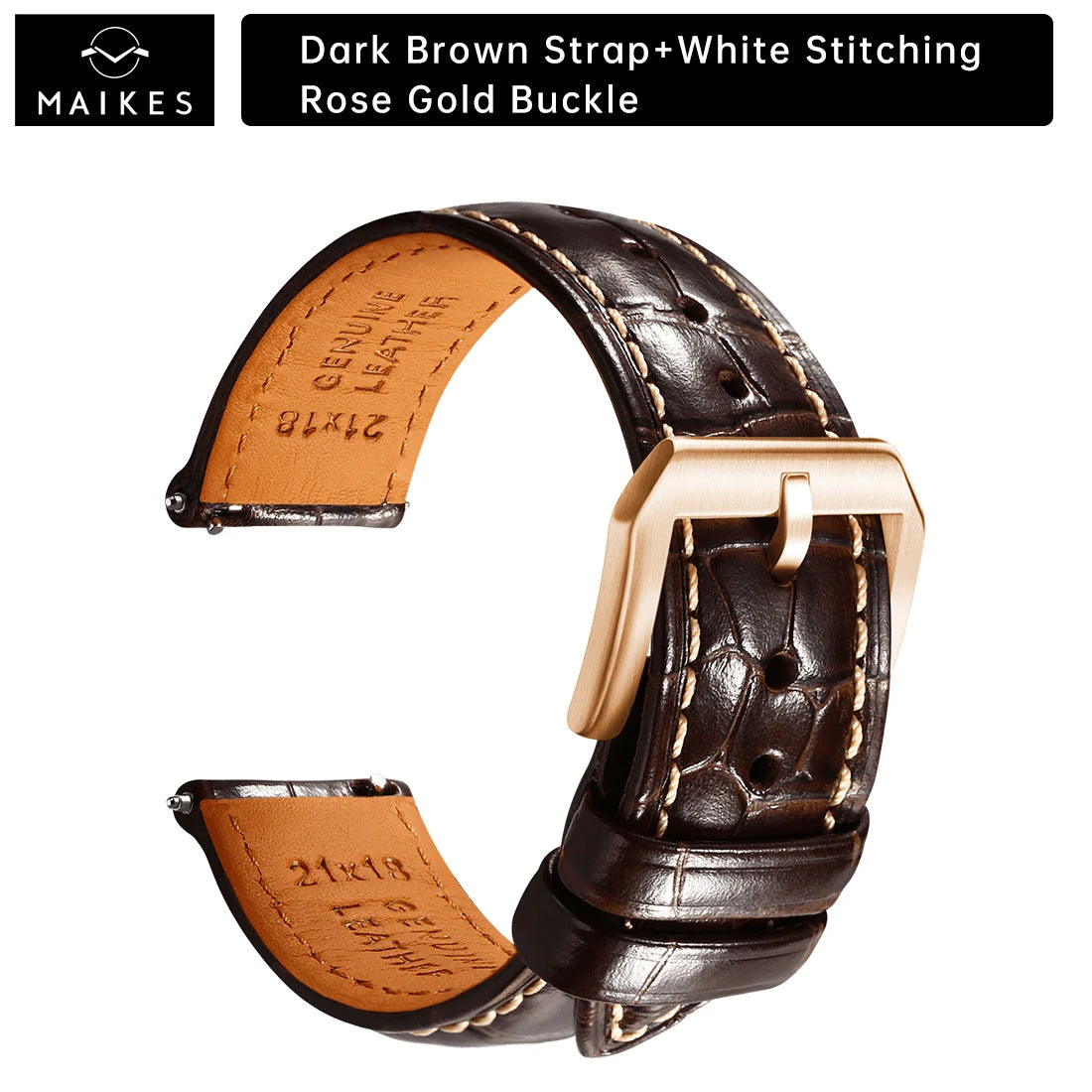 MAIKES Luxus Leder Uhrenarmband mit Quick Release – 20 mm / 21 mm / 22 mm Premium Armband mit Butterfly-Schließe für elegante Armbanduhren