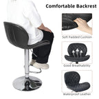 Weiße Barhocker 2er Set – Höhenverstellbare 360° Dreh-Barstühle aus Kunstleder mit Rückenlehne & Edelstahl-Fußstütze