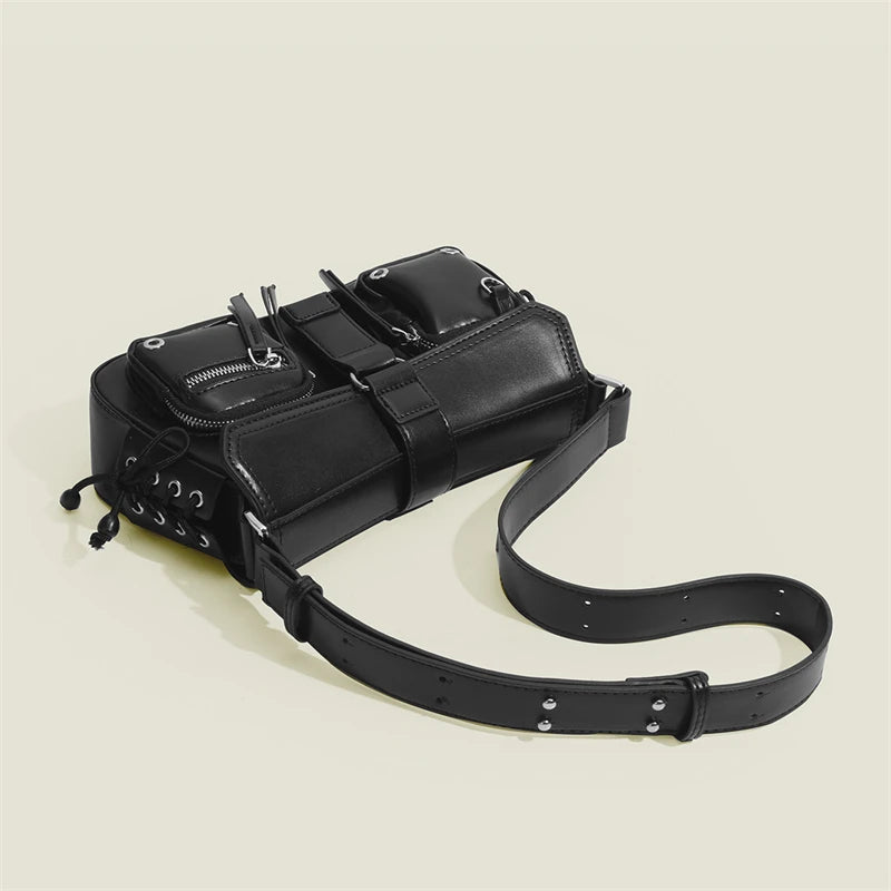 Sac à dos pour femme Yogodlns Goth Punk – Sac à dos en cuir PU cool avec sac à dos et design Ketten
