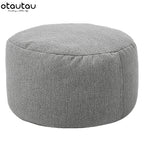 OTAUTAU Runder Sitzpouf aus Baumwoll-Leinen (30 cm) – Puf otomano con relleno, minimalista y tatami Bodensitz 