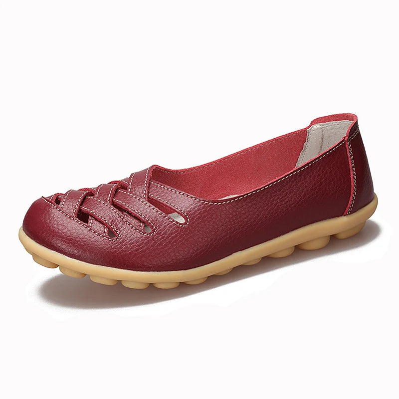 HAJINK Damen Leder Flats – Handgefertigte Loafers, Slip-On Ballerinas aus echtem Rindsleder