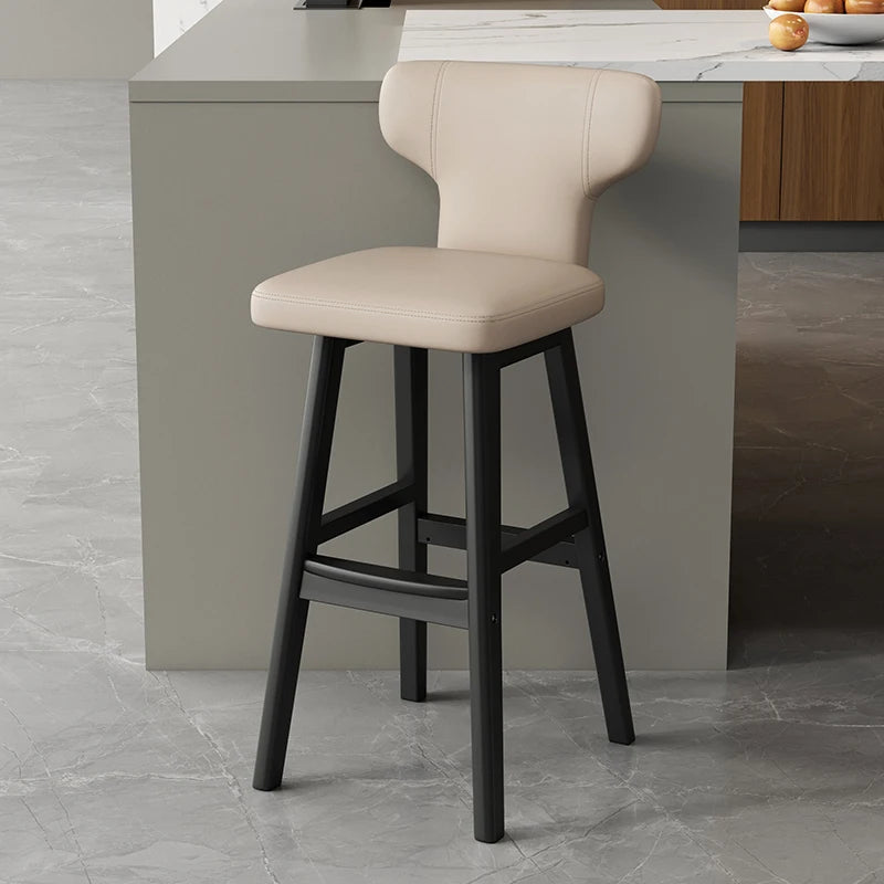 Luxus Barhocker aus Leder & Holz – Moderner minimalistischer Design-Barstuhl im italienischen Stil für Restaurant, Bar & Theke