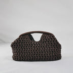 Elegante Damen Straw Handtasche – Geflochtene Schultertasche mit Kettenriemen, Sac de plage à bandoulière moderne pour l'été 