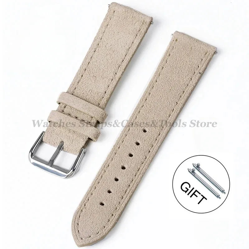 Vintage Uhrenarmband aus echtem Wildleder – Handgenähtes Suede Leder Watchband 18–24 mm für Seiko, Huawei & klassische Armbanduhren