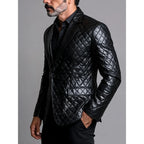 Herren PU-Leder Blazer mit Revers – Einreihige Business Jacke mit langen Ärmeln für Büro & Alltag, Herbst & Winter