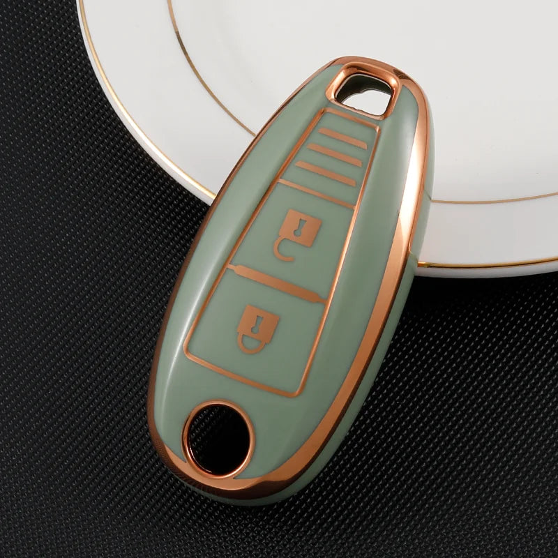 TPU Leder Autoschlüssel Hülle für Suzuki – Smart Key Cover mit Schlüsselanhänger für Baleno, Swift, Vitara, SX4 S-Cross, Ertiga & mehr