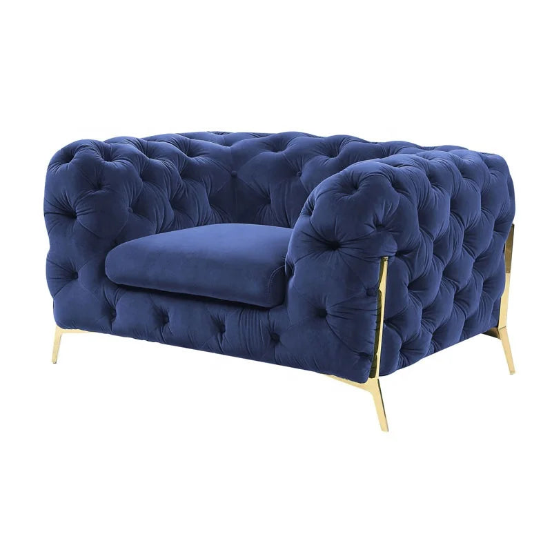 Luxuriöses Chesterfield Samt Sofa Set – Gepolstertes Ecksofa in edlem Design für das Wohnzimmer