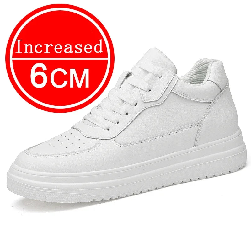 Hiyixgh Herren Leder Casual Schuhe – Unsichtbare Höhenzuwachs-Sneaker 4/6/8/10 cm, Plateau, Sportlich &amp; Modern