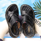 Herren Sommer Leder Sandalen – Bequeme Slip-On Outdoor Schuhe mit rutschfester Sohle, Weiche Komfort-Sandalen für Strand &amp; Freizeit 