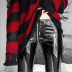 Leggings sexy en cuir PU brillant pour femme, fermeture éclair au dos, pour soirées en boîte, épais, noirs, push-up, taille haute, effet miroir. 