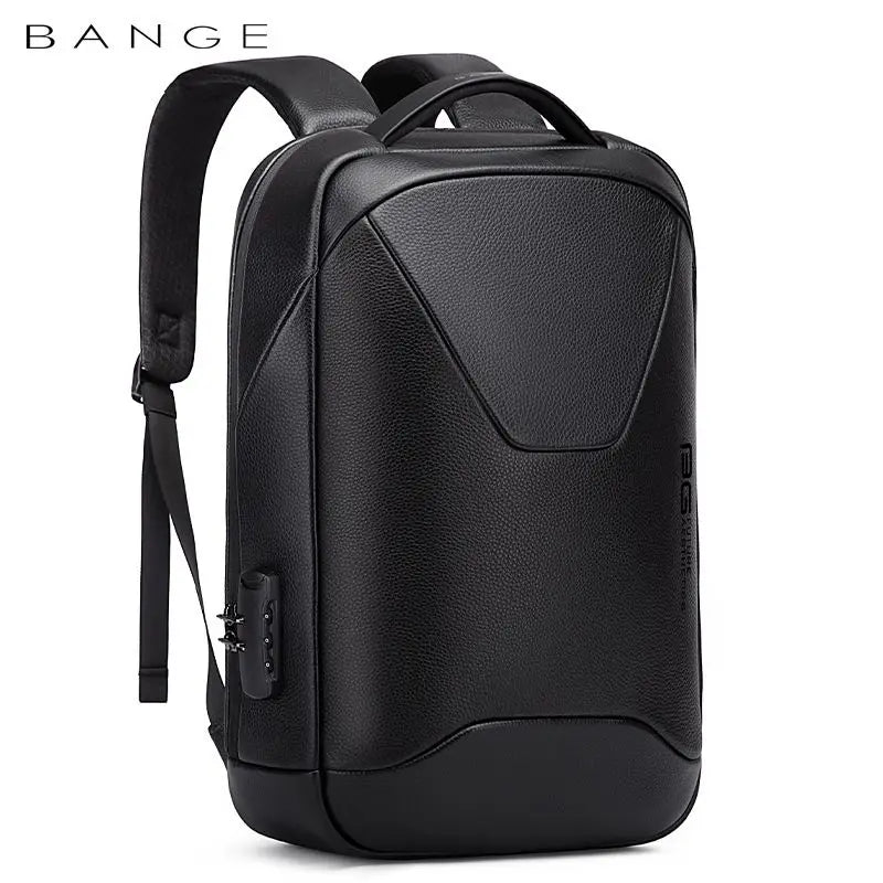 OZUKO BANGE Leder Business Rucksack Unisex – Diebstahlsicherer & wasserfester Laptoprucksack 15,6 Zoll für Arbeit & Schule