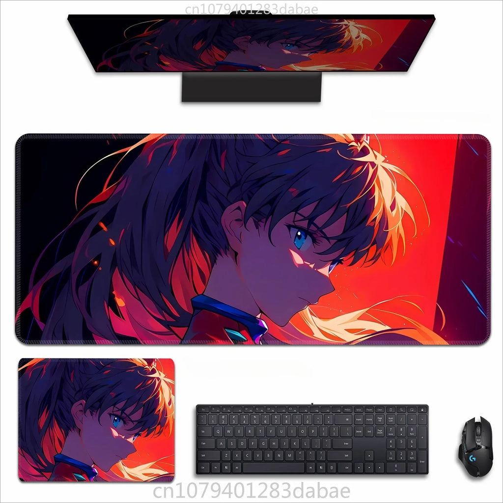 Asuka Langley XXL Anime Tapis de souris en cuir PU – Tapis de souris de jeu étanche au design Neon Genesis Evangelion
