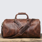LEATHFOCUS Vintage Leder Reisetasche – Geprägte Duffle Bag aus echtem Rindsleder, große Business-, Wochenend- &amp; Sporttasche für Damen &amp; Herren
