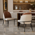 Set aus 2 Modernen Esszimmerstühlen aus Kunstleder – Gepolsterte Dining Chairs mit Holzrücken &amp; Armlehnen, plus élégant deux couleurs-Look