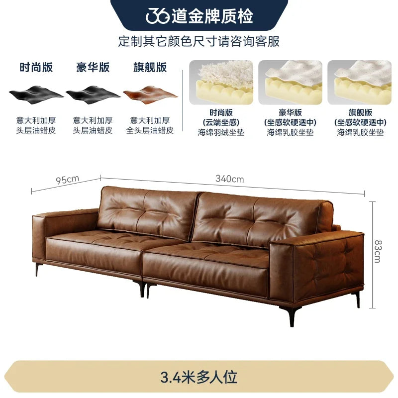 Designer Luxus Ledersofa in Braun – Oversize L-Form Wohnlandschaft für stilvolle Wohnzimmer & exklusive Villen