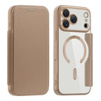 Luxus Transparentes Flip Leder Wallet Case mit MagSafe – Magnetische iPhone Hülle mit Kartenfach & Standfunktion für iPhone 11 bis 17 Pro Max