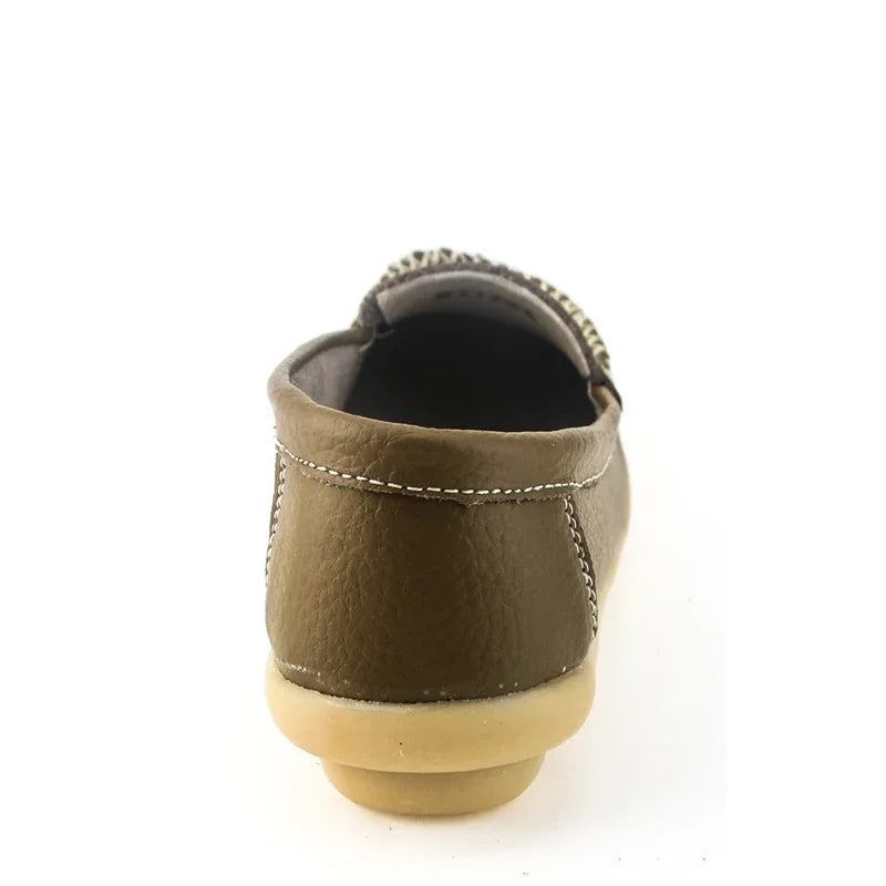 TIMETANG Damen Leder Flats – Handgefertigte Slip-On Ballerinas, Komfort-Loafers aus echtem Leder