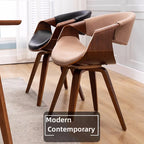 Esszimmerstuhl mit geschwungener Rückenlehne de mediados de siglo – Gepolsterter Armlehnenstuhl aus Stoff oder Kunstleder mit Holzbeinen, silla decorativa más moderna 