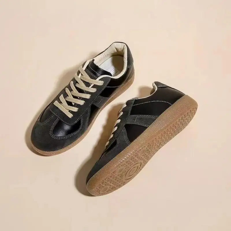 Luxus Damen Sneaker aus echtem Leder – Flache Casual Ledersneaker für Frühling & Herbst, Bequeme Freizeit- & Trainingsschuhe 2024