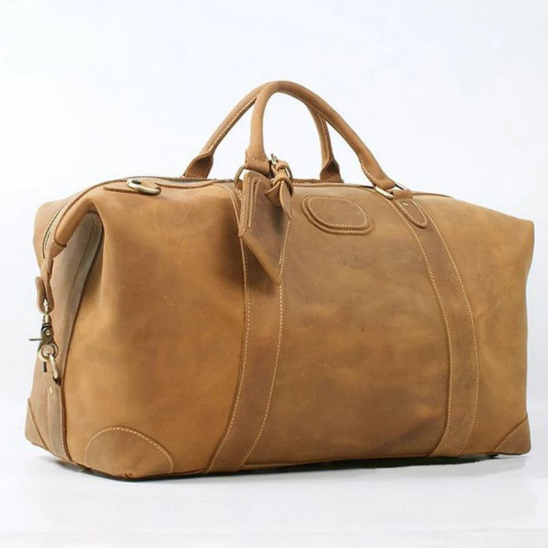 FANCODI Bolsa de viaje de cuero para hombre Vintage – Große Crazy Horse Duffle Bag aus echtem Rindsleder, robuste Weekender &amp; Overnight Tasche M110