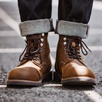 MADEN Hommes Vintage 8111 Bottines – Erstklassige Rindsleder Paratrooper Motorradstiefel für Herbst &amp; Winter 