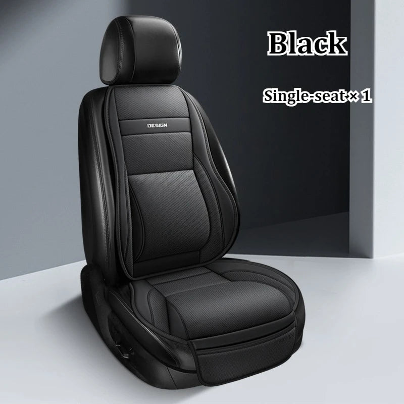 Ergonomisches PU-Leder Auto-Sitzkissen mit Rücken- & Beinunterstützung – Belüftetes Komfort-Sitzpolster mit Staufächern, universell passend