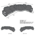 Modernes U-Form LED Leder-Ecksofa mit App-Steuerung – Multifunktionales Schlafsofa mit Stauraum, individuell konfigurierbare Wohnlandschaft