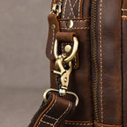 Luufan Herren Leder Aktentasche – Bolso bandolera vintage de piel Crazy Horse para iPad y oficina 