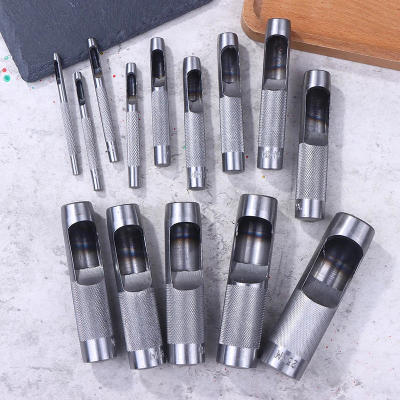Rundloch Leder Stanze 3–25 mm aus Stahl – Präziser Hohl-Lochstanzer für Leder, Kunststoff, Gummi & Dichtungen (DIY Werkzeug)