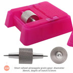 Quadratisches Lederkanten-Farbroller Set - Profi Oil Edge Box Werkzeug mit Zahnrädern für saubere Lederkanten (Rosé-Rot) 