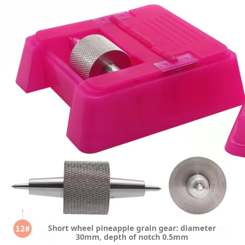 Quadratisches Lederkanten-Farbroller Set – Profi Oil Edge Box Werkzeug mit Zahnrädern für saubere Lederkanten (Rosé-Rot)