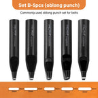 WUTA Basic Series Langloch Lederstanzer Set (3–7 tlg.) – Ovale Lochpfeifen aus Carbonstahl für Gürtel, Uhrenarmbänder & Lederarbeiten