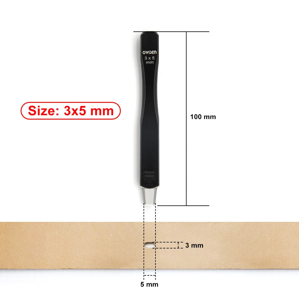 OWDEN Oblong Lederloch Stanzen Set – Ovale Hohlstanzer aus High-Carbon-Stahl für Gürtel, Riemen & Lederarbeiten (19 Größen)